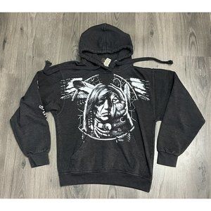Native American South Dakota Graphic Hoodie Sweatshirt Small S Liquid Blue Wolf
